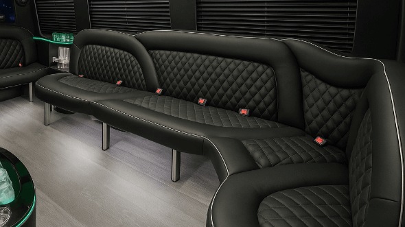 Interior of Lafayette Party Bus Company's 14 Passenger Sprinter Limousine in Lafayette