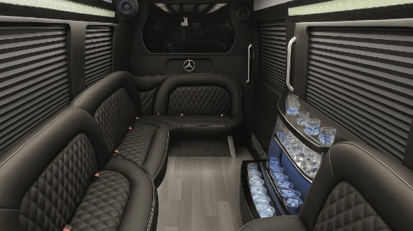Interior of Louisiana Party Bus Company's 14 Passenger Sprinter Limousine in Louisiana