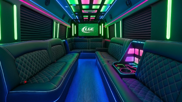 Interior of Louisiana Party Bus Company's 20 Passenger Party Bus in Louisiana