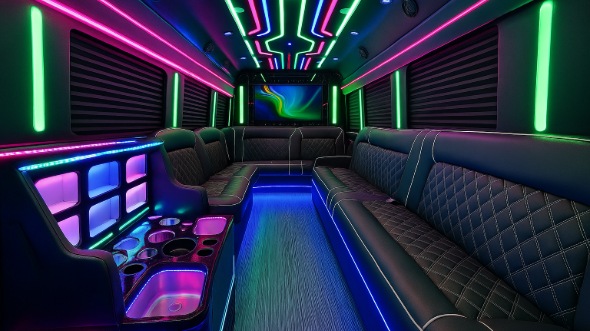 Interior of Slidell Party Bus Company's 20 Passenger Party Bus in Slidell