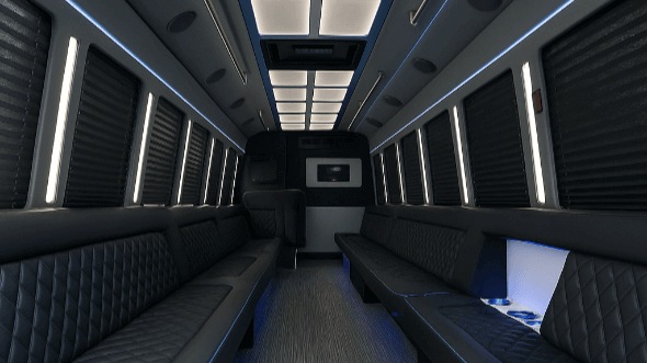 Interior of Prairieville Party Bus Company's 28 Passenger Party Bus in Prairieville
