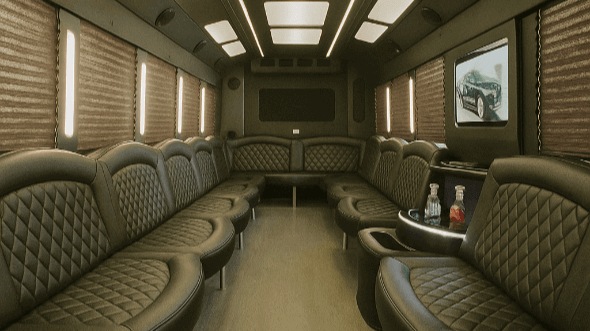 Interior of New Orleans Party Bus Company's 30 Passenger Party Bus in New Orleans
