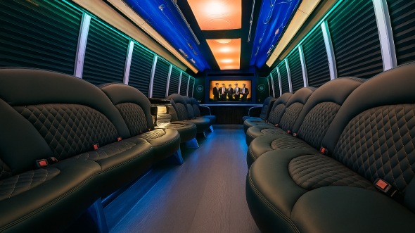 Interior of Prairieville Party Bus Company's 40 Passenger Party Bus in Prairieville