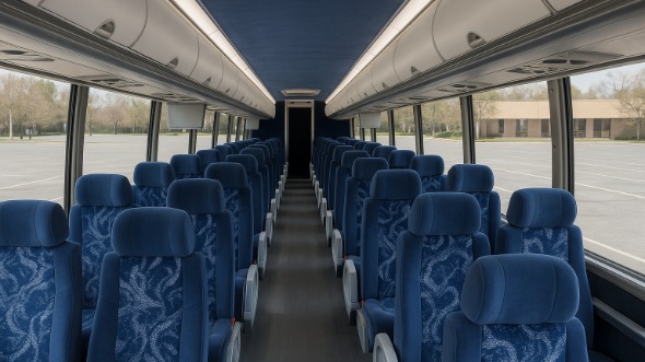 Interior of Louisiana Party Bus Company's 45 Passenger Charter Bus in Louisiana