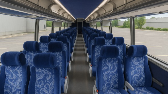 Interior of Louisiana Party Bus Company's 46 Passenger Charter Bus in Louisiana