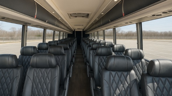 Interior of Louisiana Party Bus Company's 47 Passenger Charter Bus in Louisiana