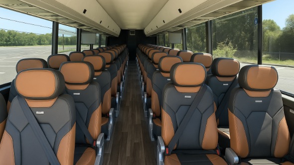 Interior of Louisiana Party Bus Company's 51 Passenger Charter Bus in Louisiana