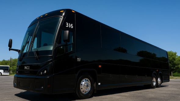 Exterior of Louisiana Party Bus Company's 51 Passenger Charter Bus in Louisiana