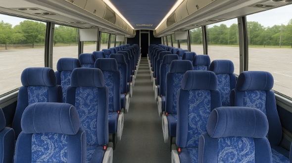 Interior of Louisiana Party Bus Company's 54 Passenger Charter Bus in Louisiana