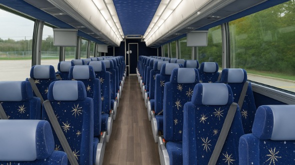 Interior of Louisiana Party Bus Company's 55 Passenger Charter Bus in Louisiana