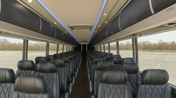 Interior of Louisiana Party Bus Company's 56 Passenger Charter Bus in Louisiana